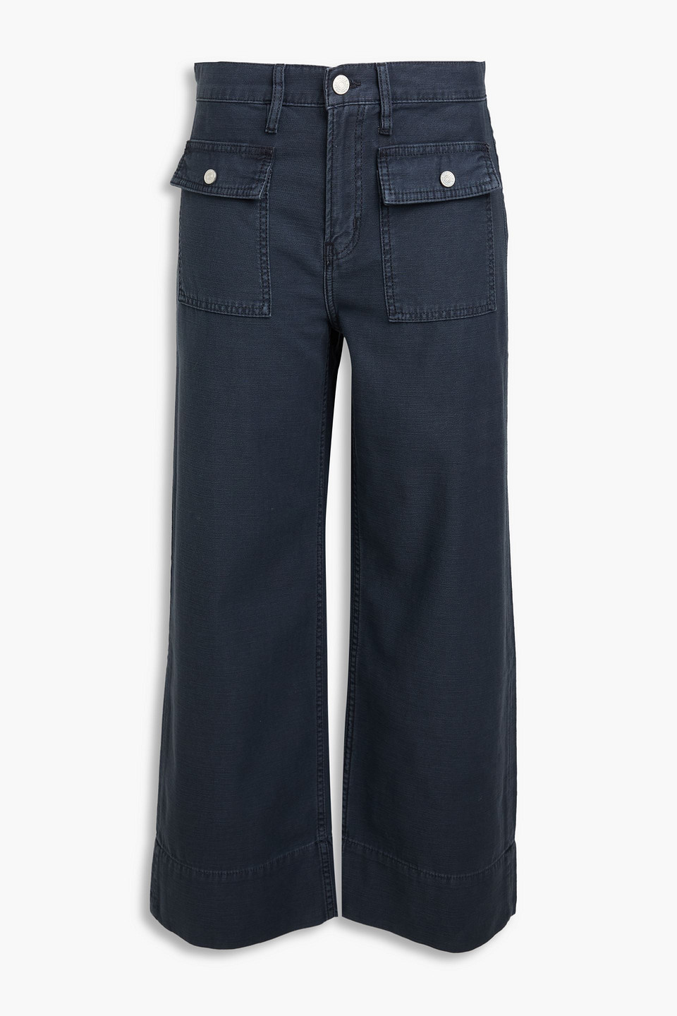Frame The 70s Cropped Hose Mit Geradem Bein Aus Baumwolle In Washed Navy