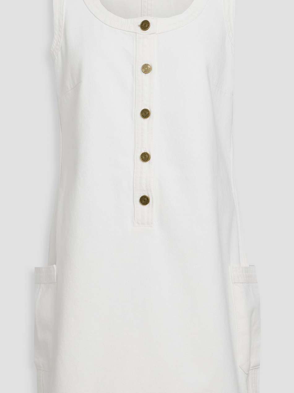 trapunto denim mini dress
