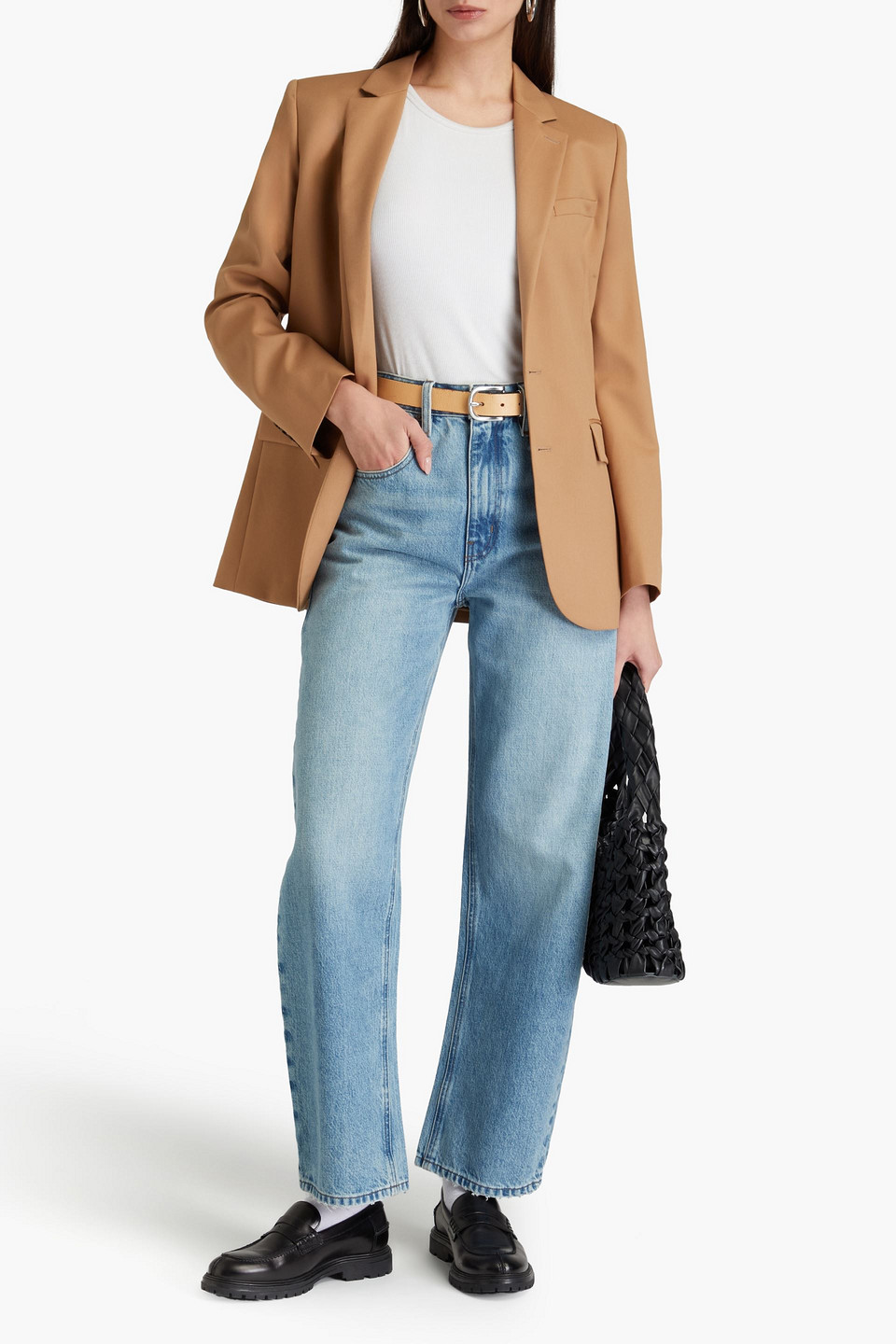 Frame High-rise Barrel-leg Jeans In Light Denim