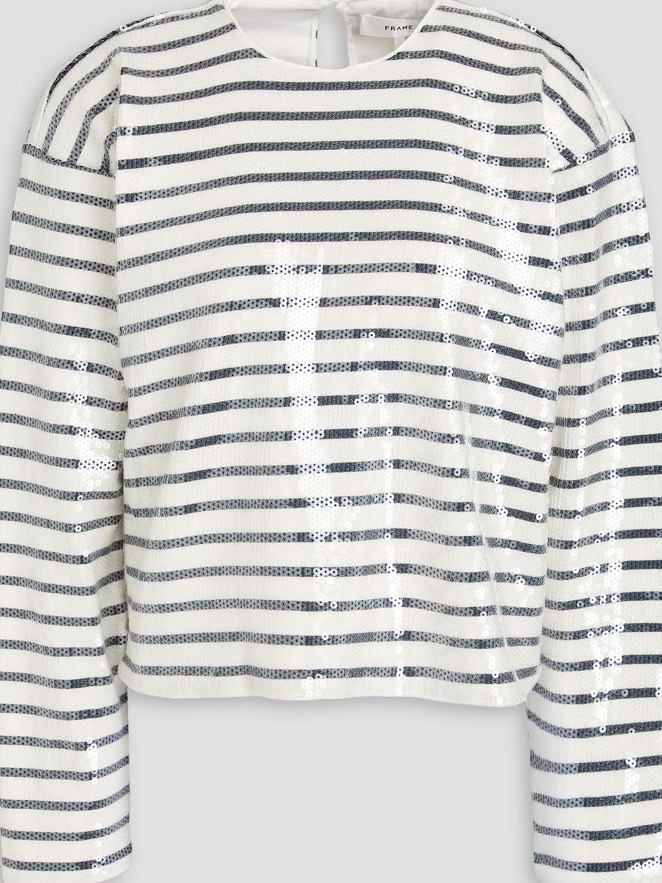 sequined striped cotton-jersey top