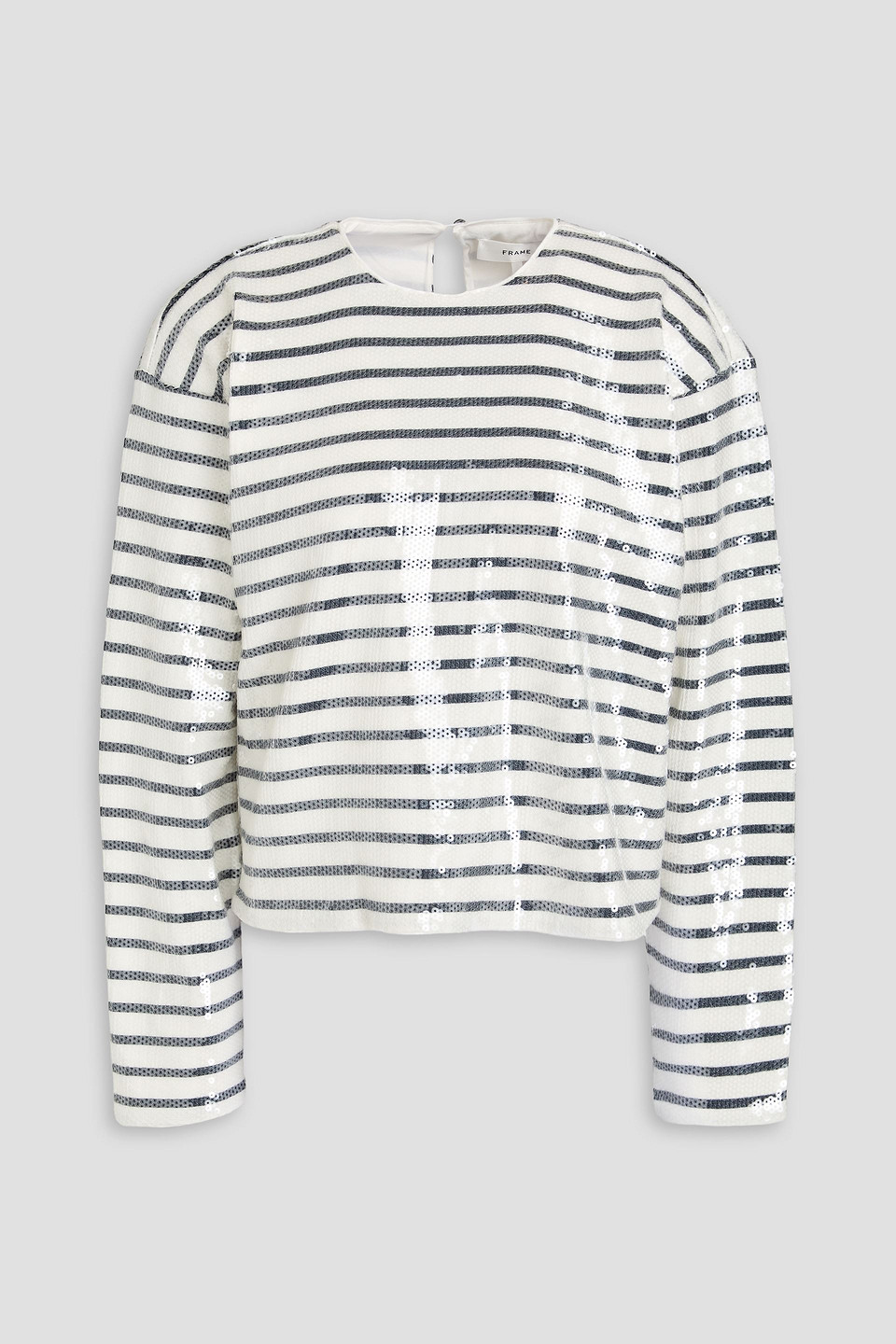 Frame Sequined Striped Cotton-jersey Top In White