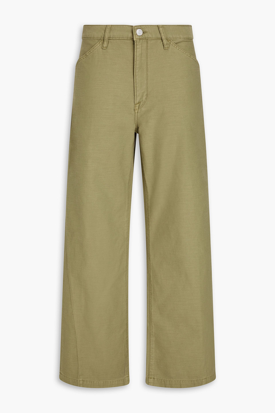 Frame High-rise Wide-leg Jeans In Army Green