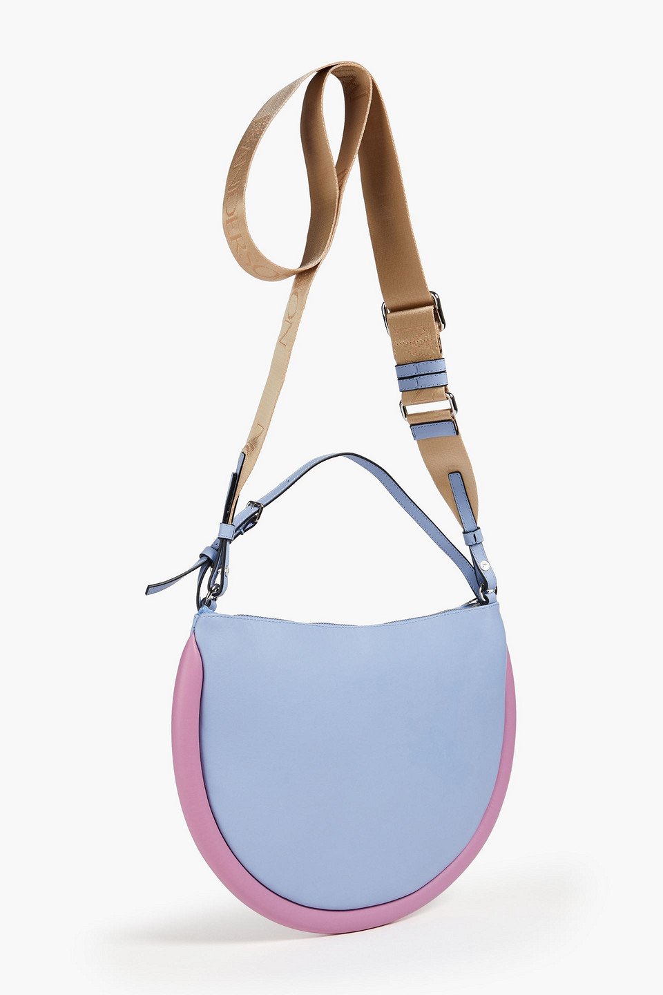 Shop Jw Anderson Bumper Moon Two-tone Leather Shoulder Bag In Light Blue