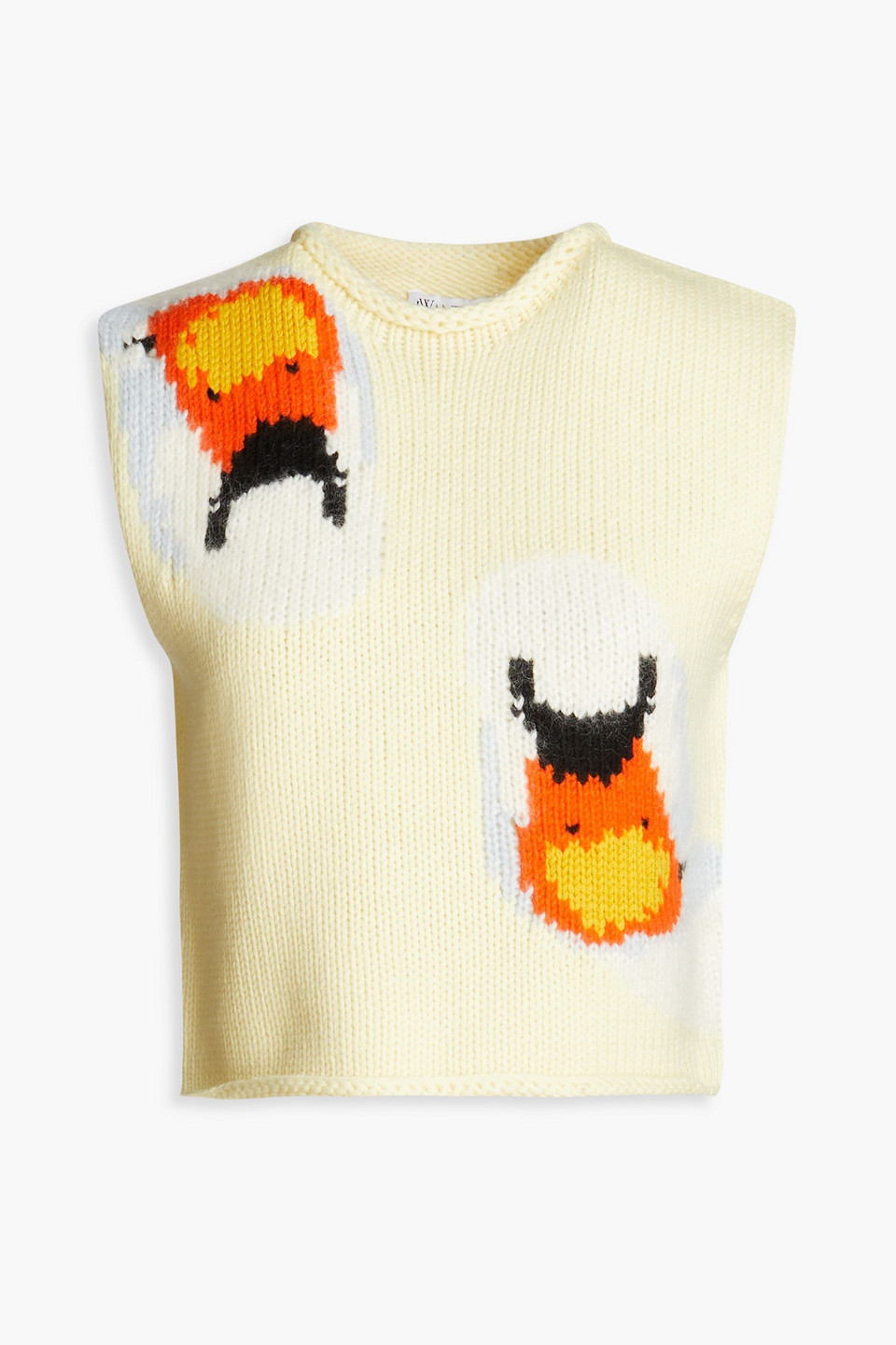 Jw Anderson Cropped Intarsia Wool-blend Vest In Pastel Yellow