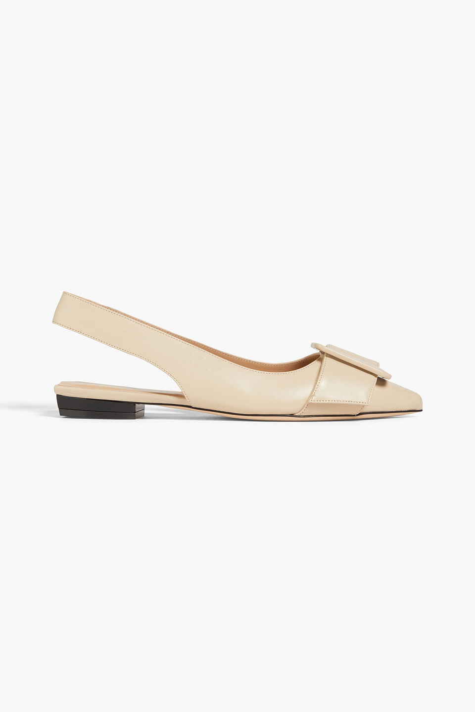 Sergio Rossi - Buckled leather slingback point-toe flats - Neutral - EU 34.5