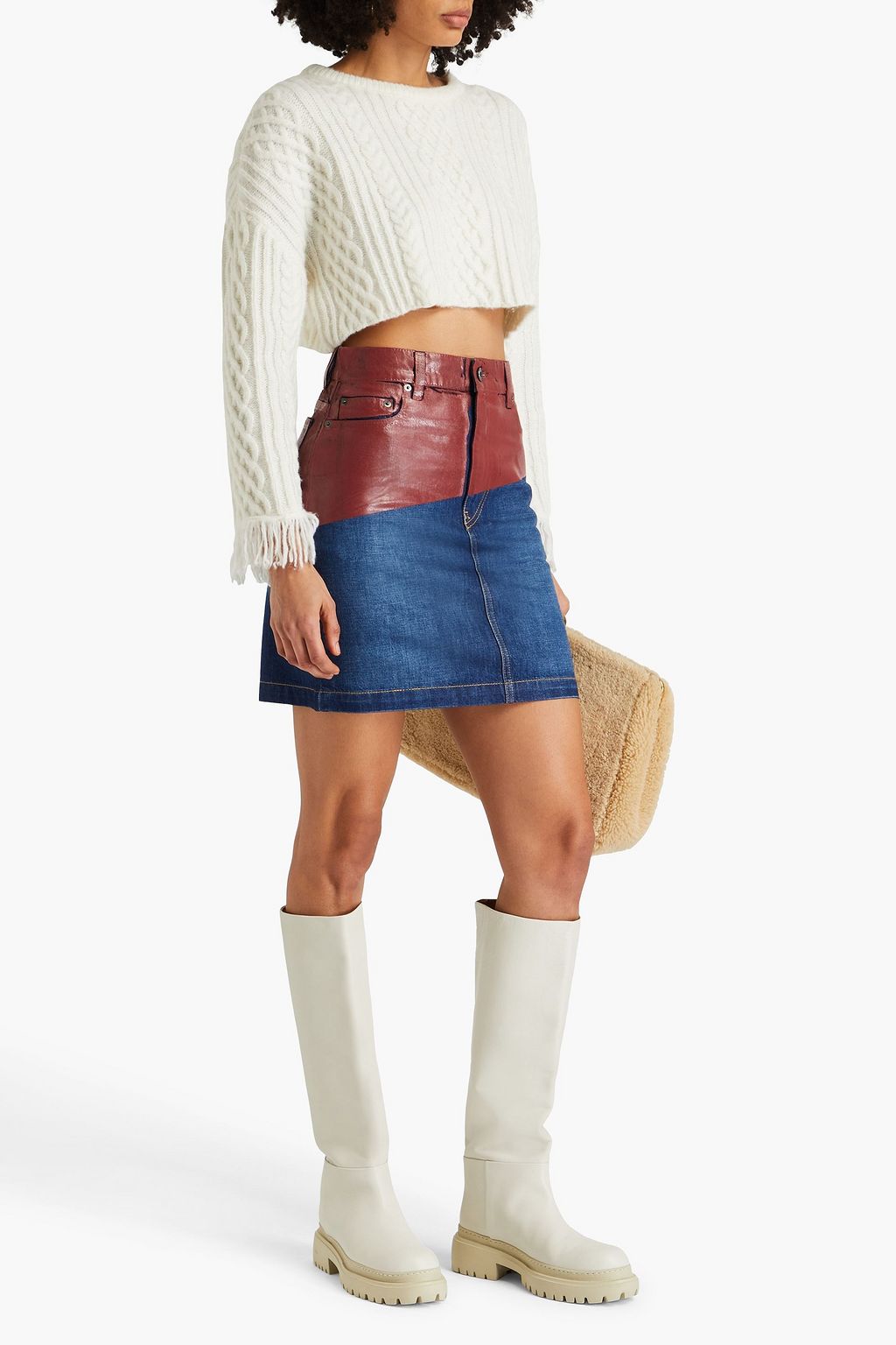 JW ANDERSON デニム ミニスカート バイカラー コーティング