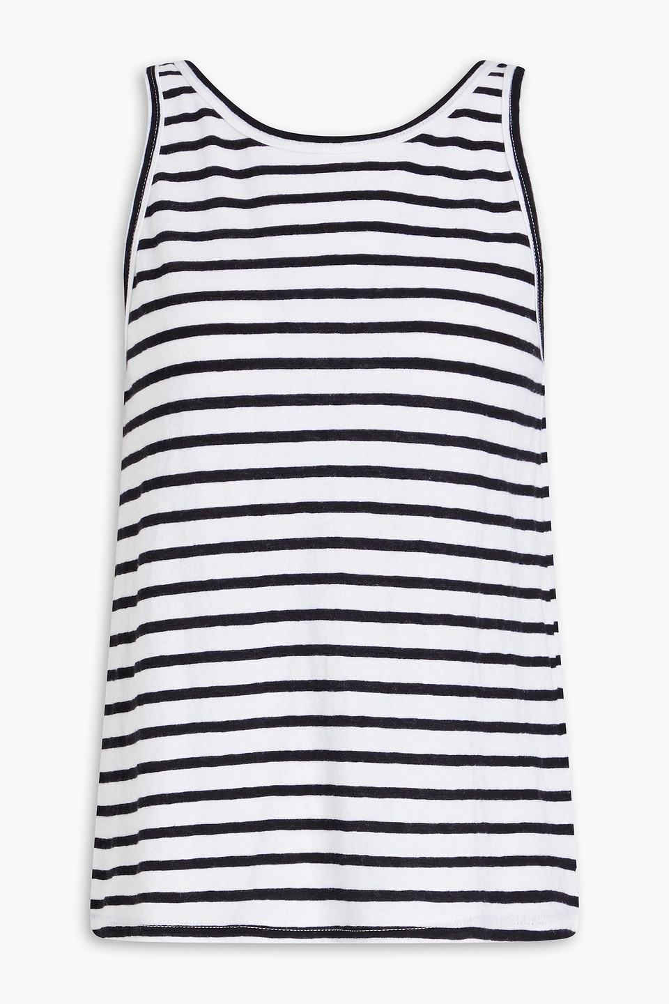 Shop Enza Costa Easy Striped Cotton And Cashmere-blend Jersey Tank In Black