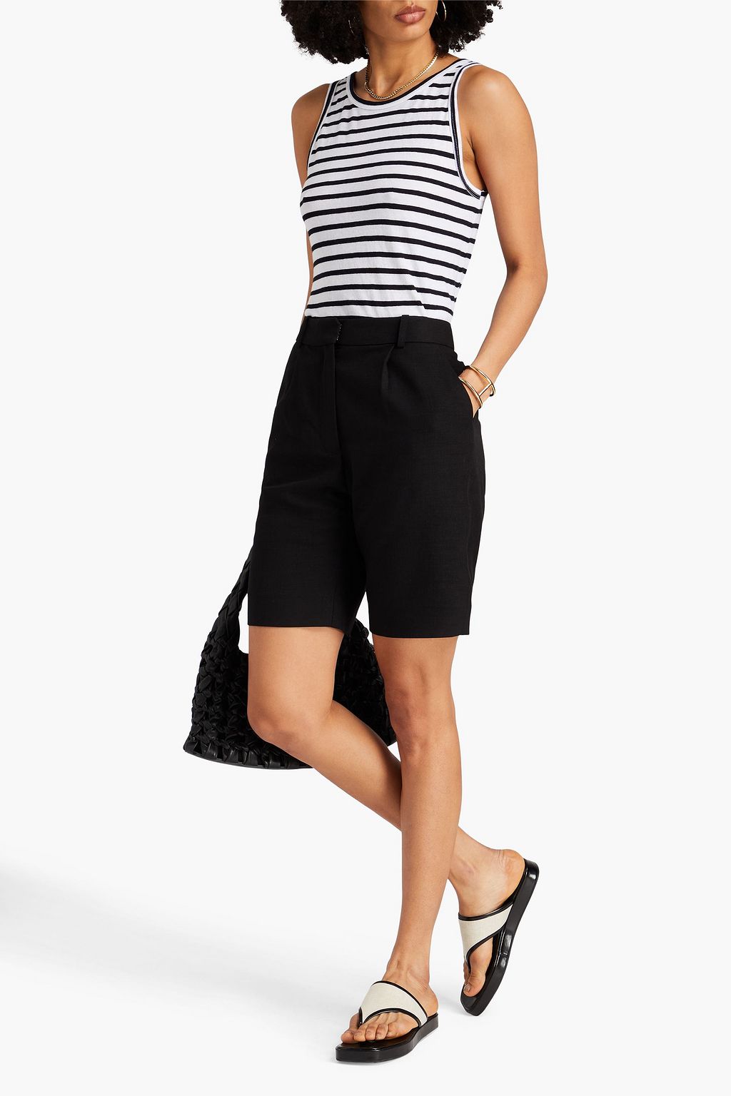 ENZA COSTA Easy striped cotton and cashmere-blend jersey tank | THE OUTNET