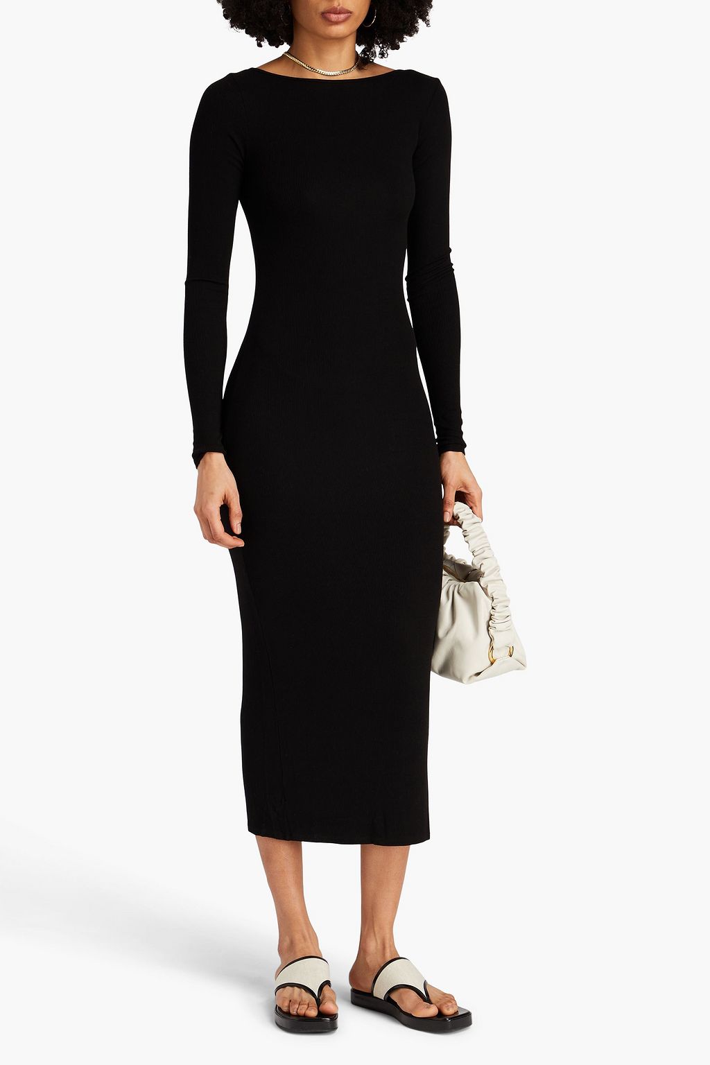 ENZA COSTA Ribbed jersey midi dress