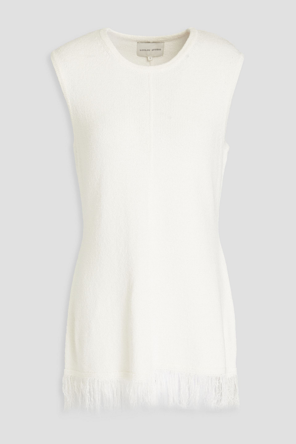 Loulou Studio Sleeveless Tunic Top With Fringed Trim In Ivory