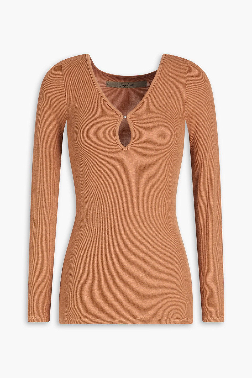 Enza Costa Ribbed Jersey Top In Light Brown