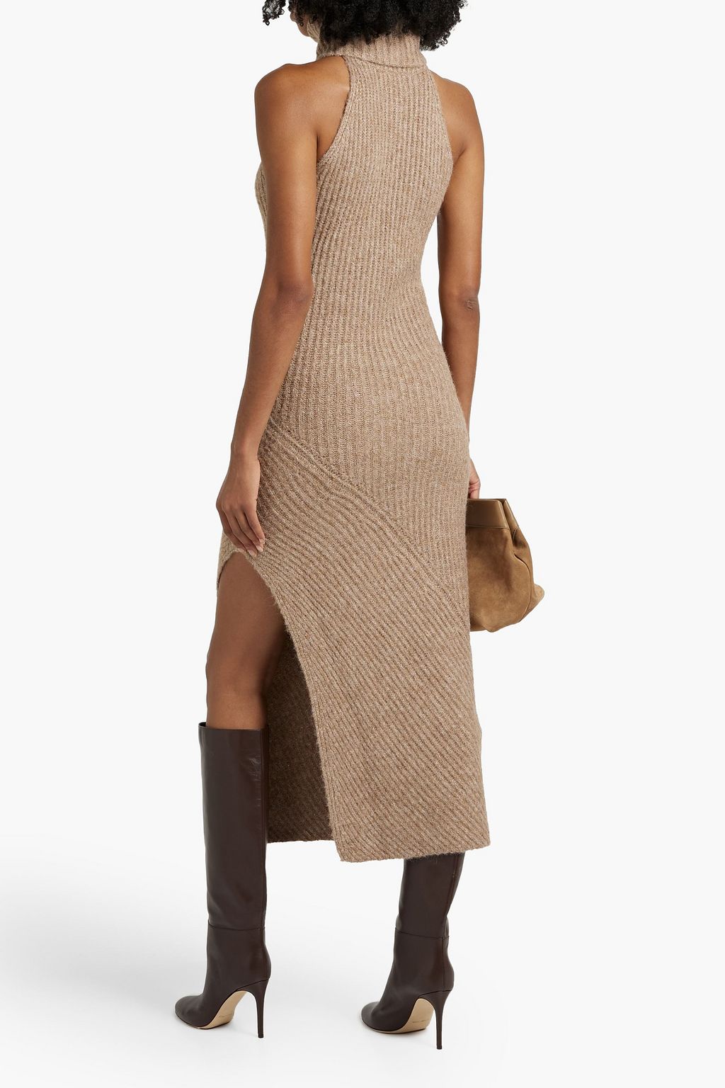 NICHOLAS Ribbed-knit turtleneck midi dress