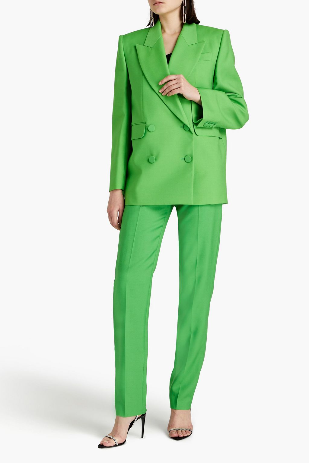 MCQUEEN Double-breasted wool and mohair-blend blazer