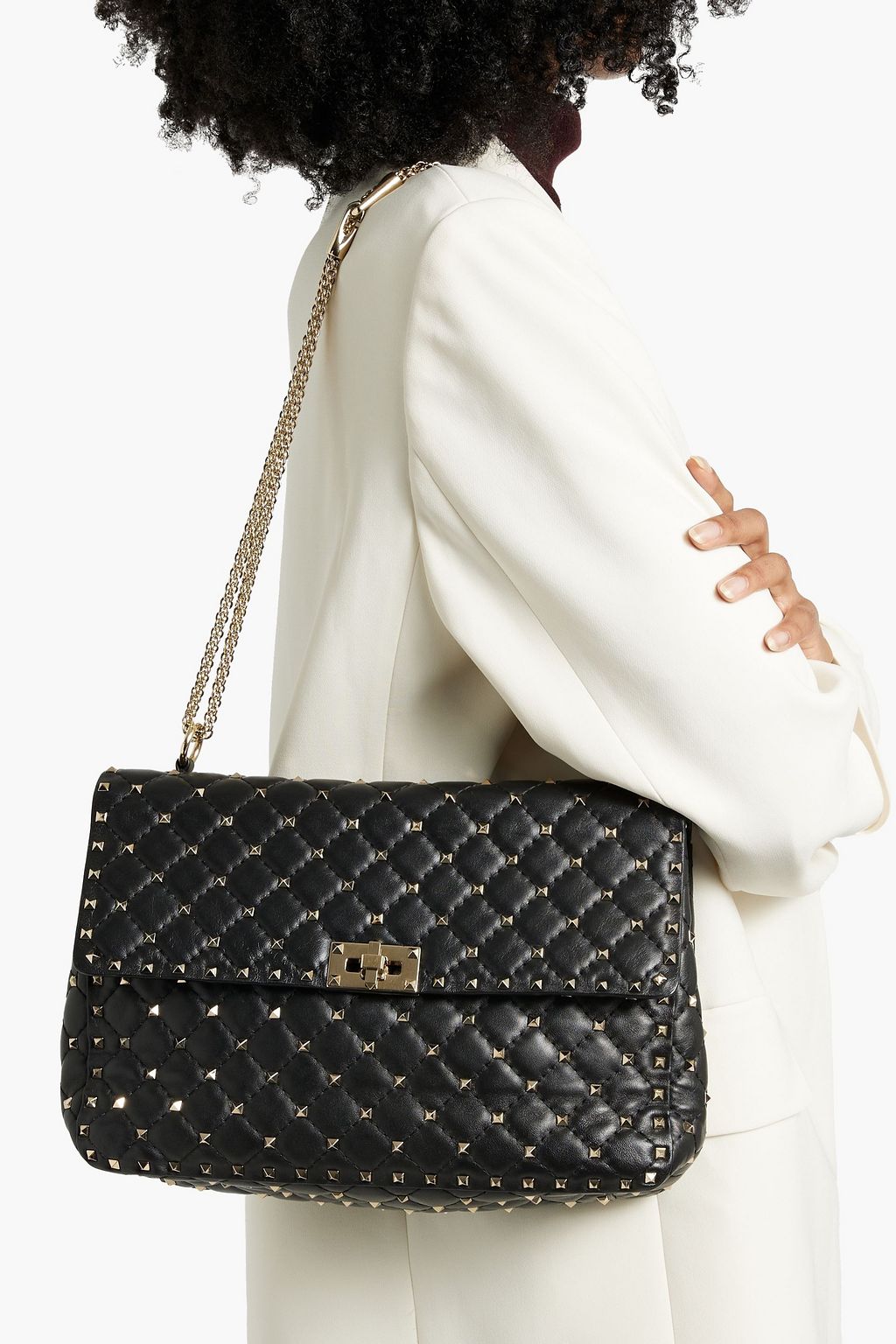 VALENTINO GARAVANI Rockstud quilted leather shoulder bag THE