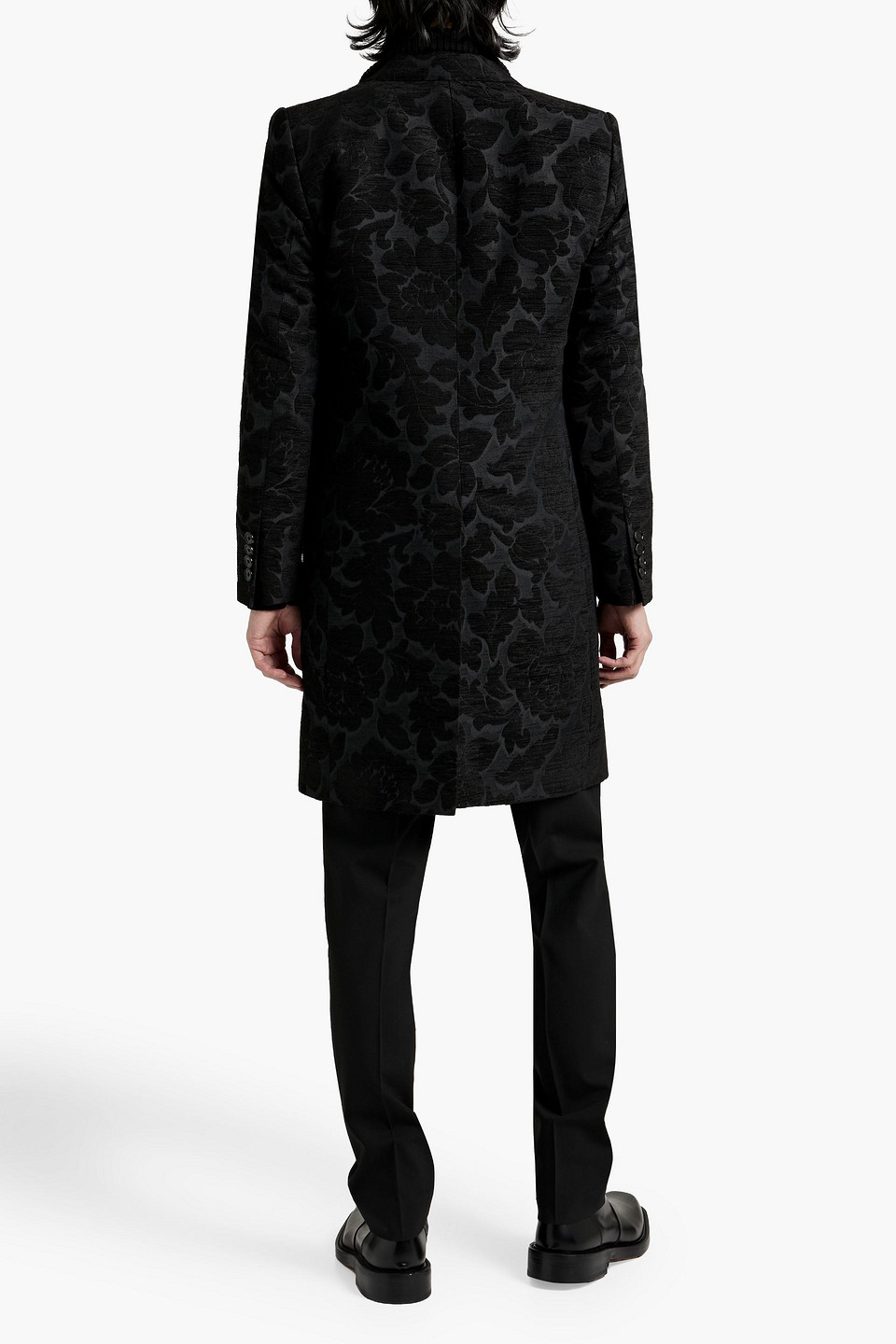 Shop Dolce & Gabbana Velvet-jacquard Coat In Black