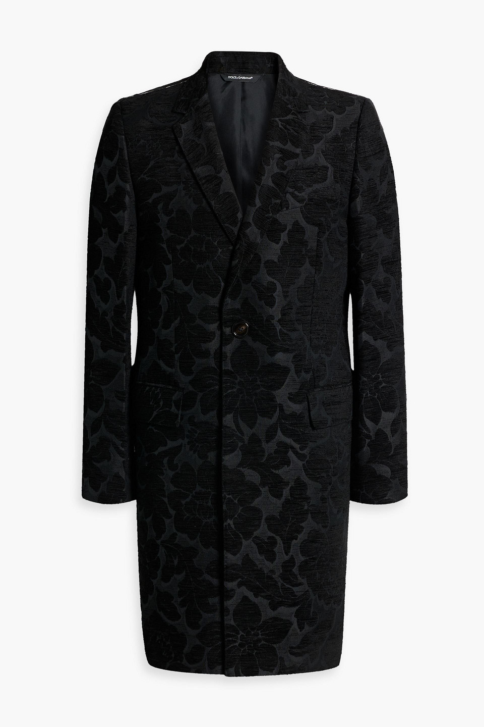 Dolce & Gabbana Velvet-jacquard Coat In Black