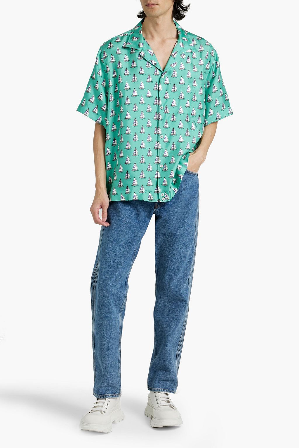 DOLCE&GABBANA Printed silk-satin shirt