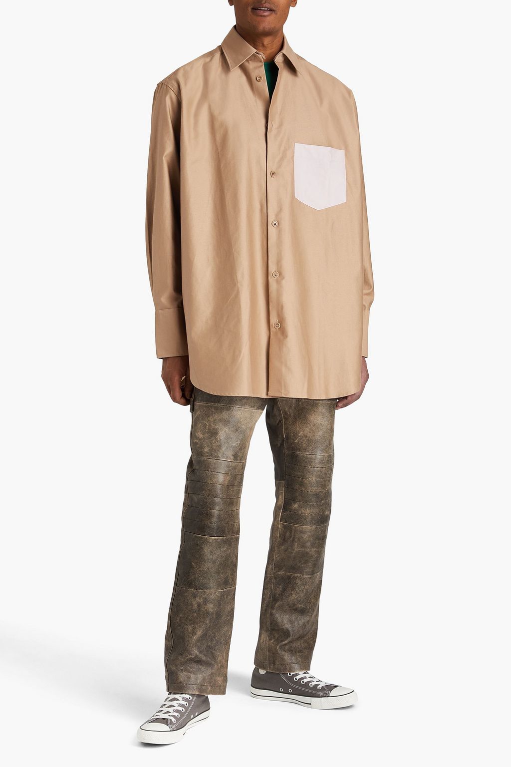 JW ANDERSON Oversized two-tone cotton-poplin shirt