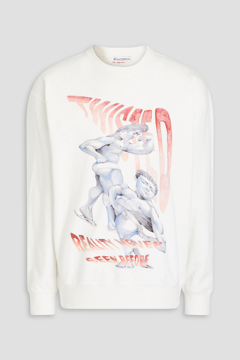 Jw Anderson Printed French Cotton-terry Sweatshirt In Off-white