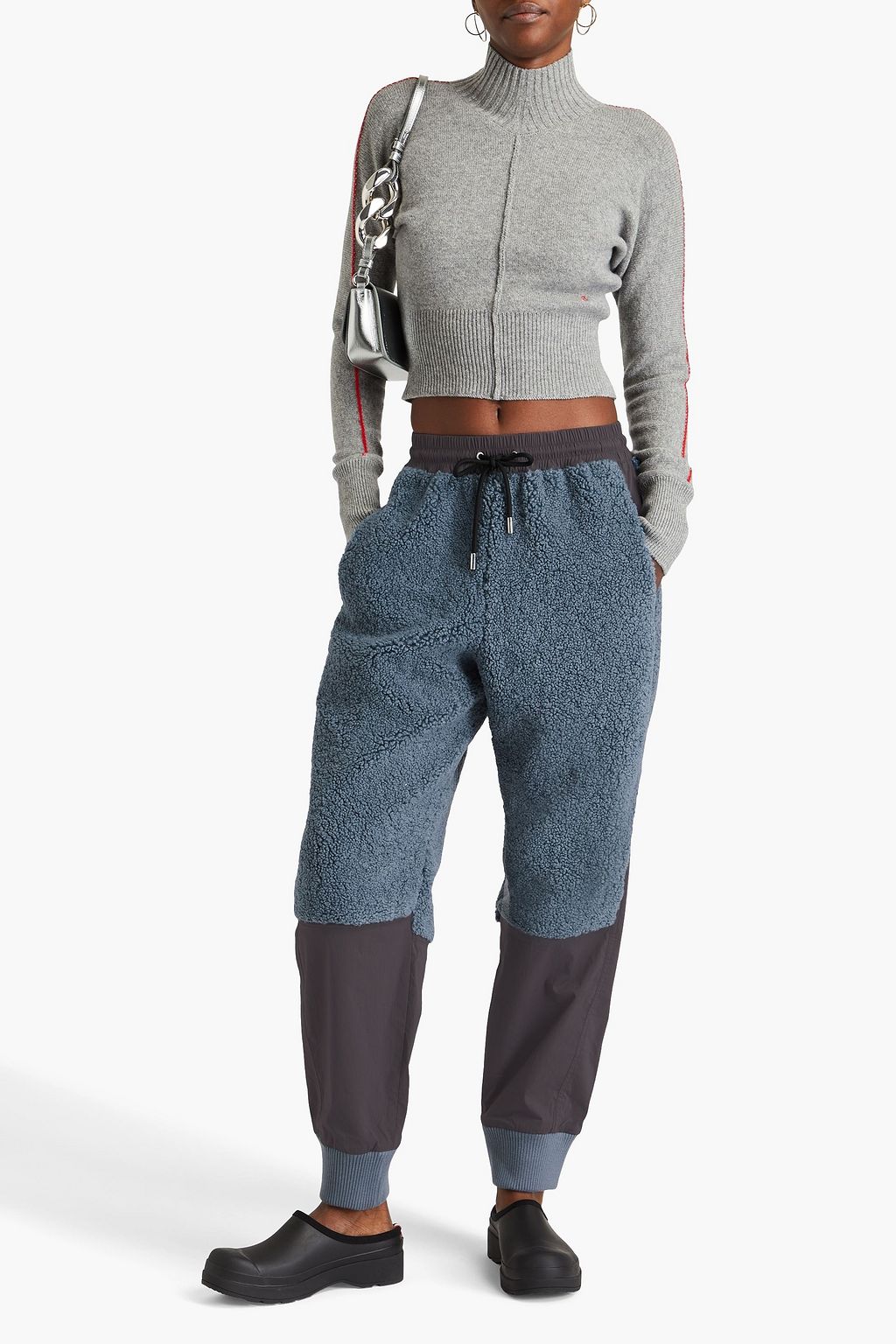 JW ANDERSON 인조 시어링 패널 코튼 혼방 트랙 팬츠