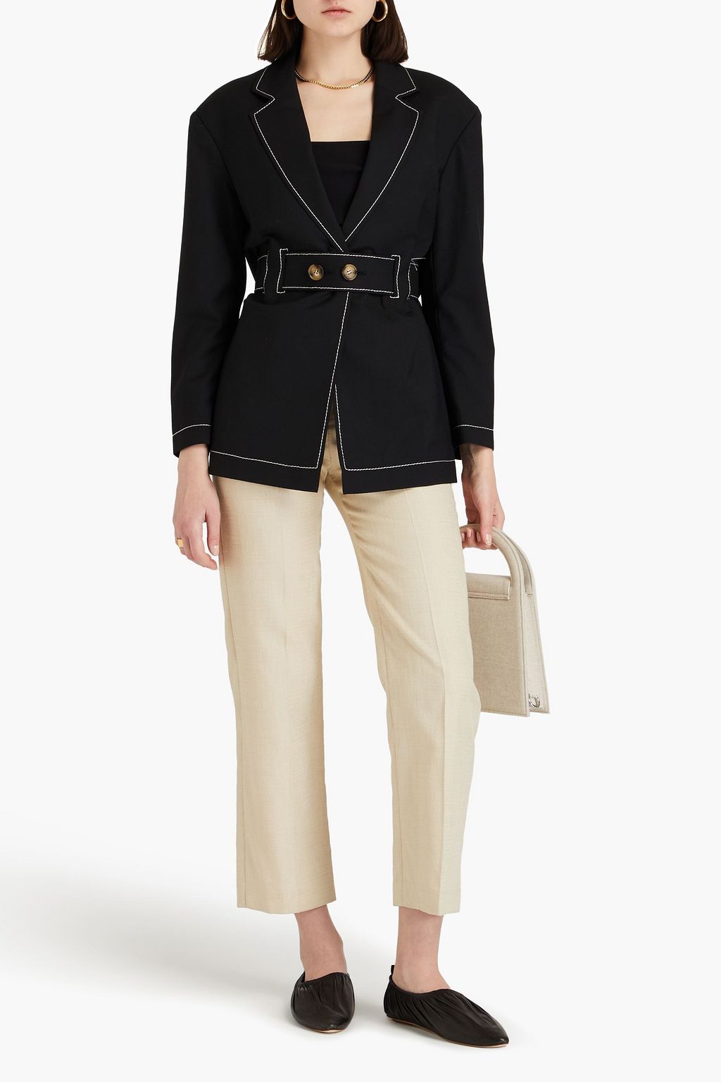 REJINA PYO Belted wool-blend canvas jacket
