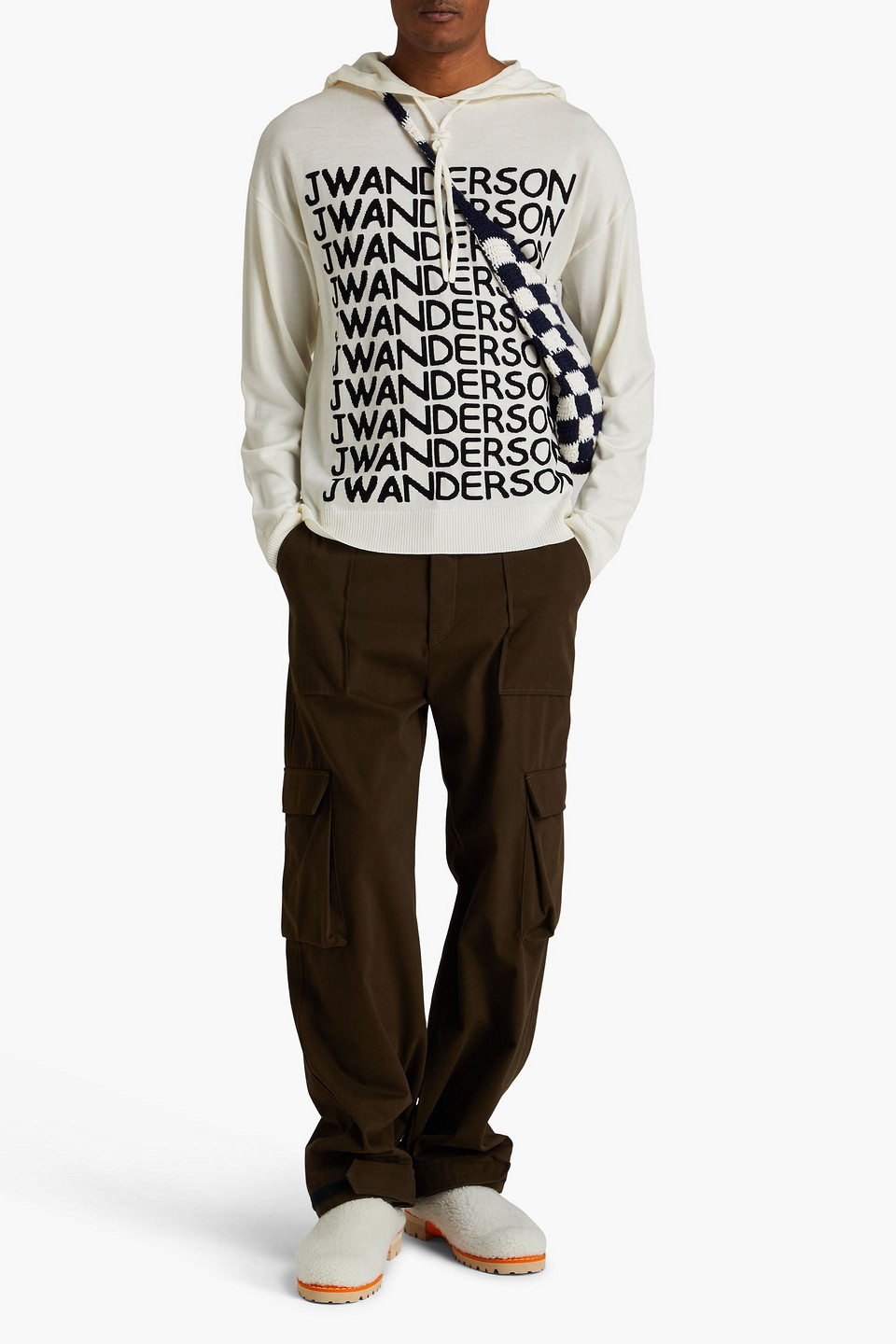  Jw Anderson - Pullover Aus Wolle Mit Intarsienmuster Und Kapuze - Weiß - S 
