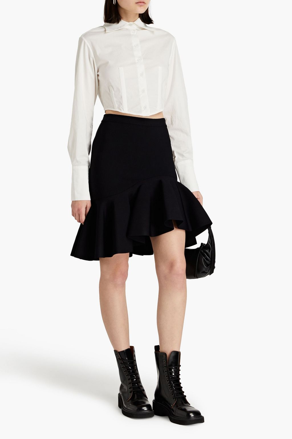 MCQUEEN Fluted knitted midi skirt