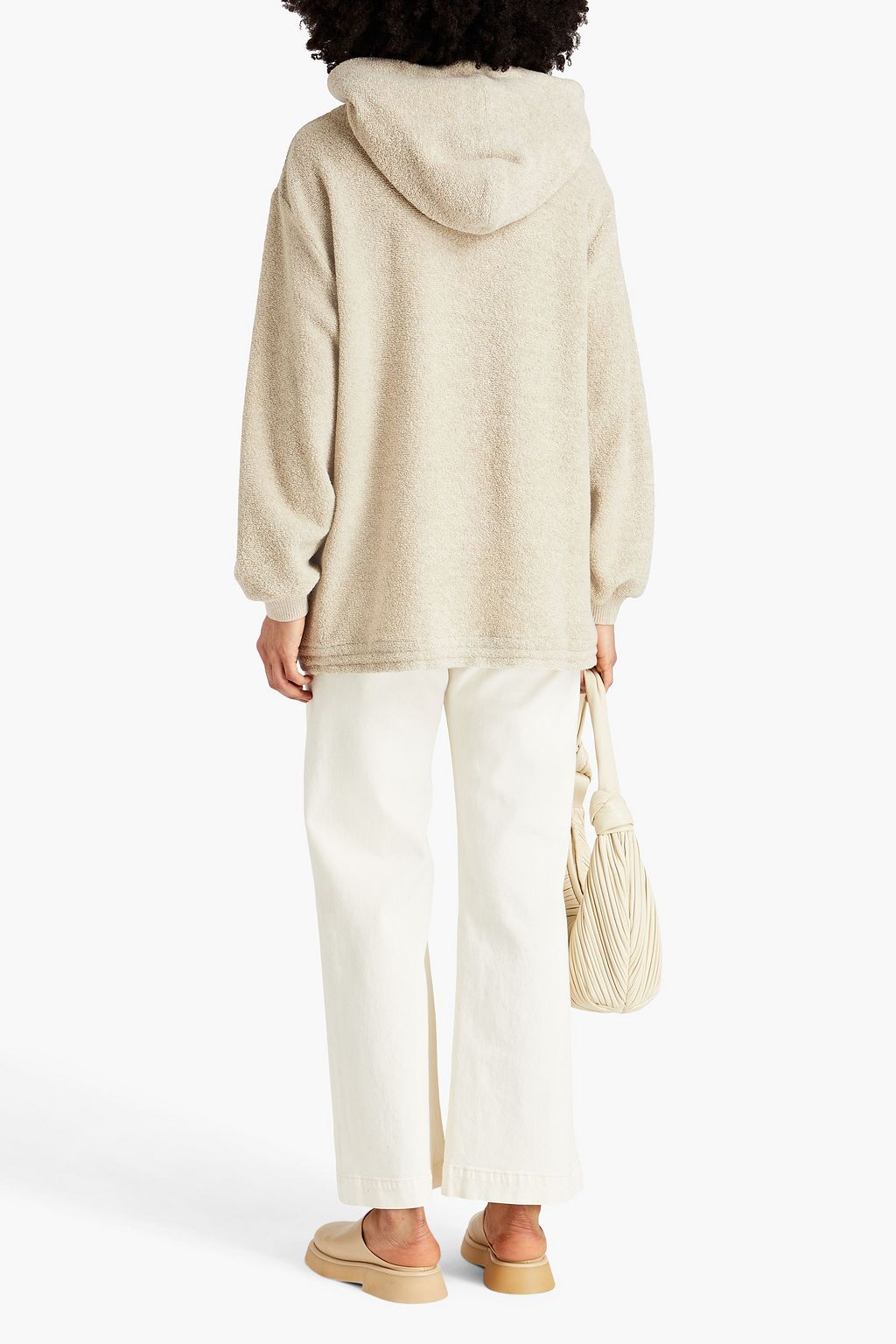 BY MALENE BIRGER كنزة هودي من قماش تيري المصنوع من الصوف والقطن ومزيج الكتّان