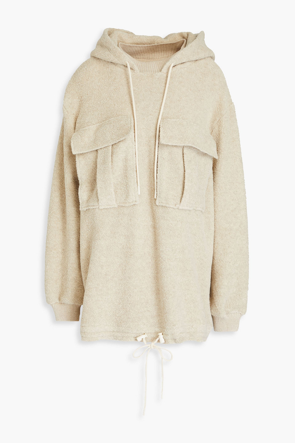 By Malene Birger Wool, Cotton And Linen-blend Terry Hoodie In Brown