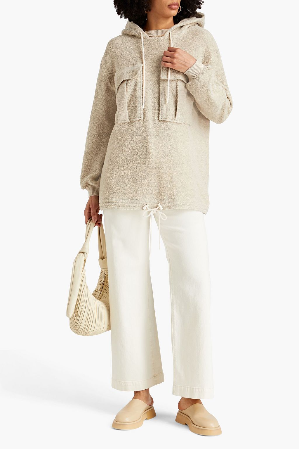 BY MALENE BIRGER كنزة هودي من قماش تيري المصنوع من الصوف والقطن ومزيج الكتّان