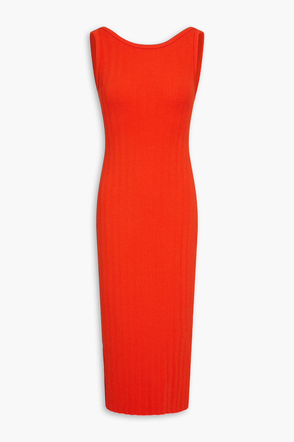 Enza Costa Ribbed Jersey Midi Dress In Tomato Red