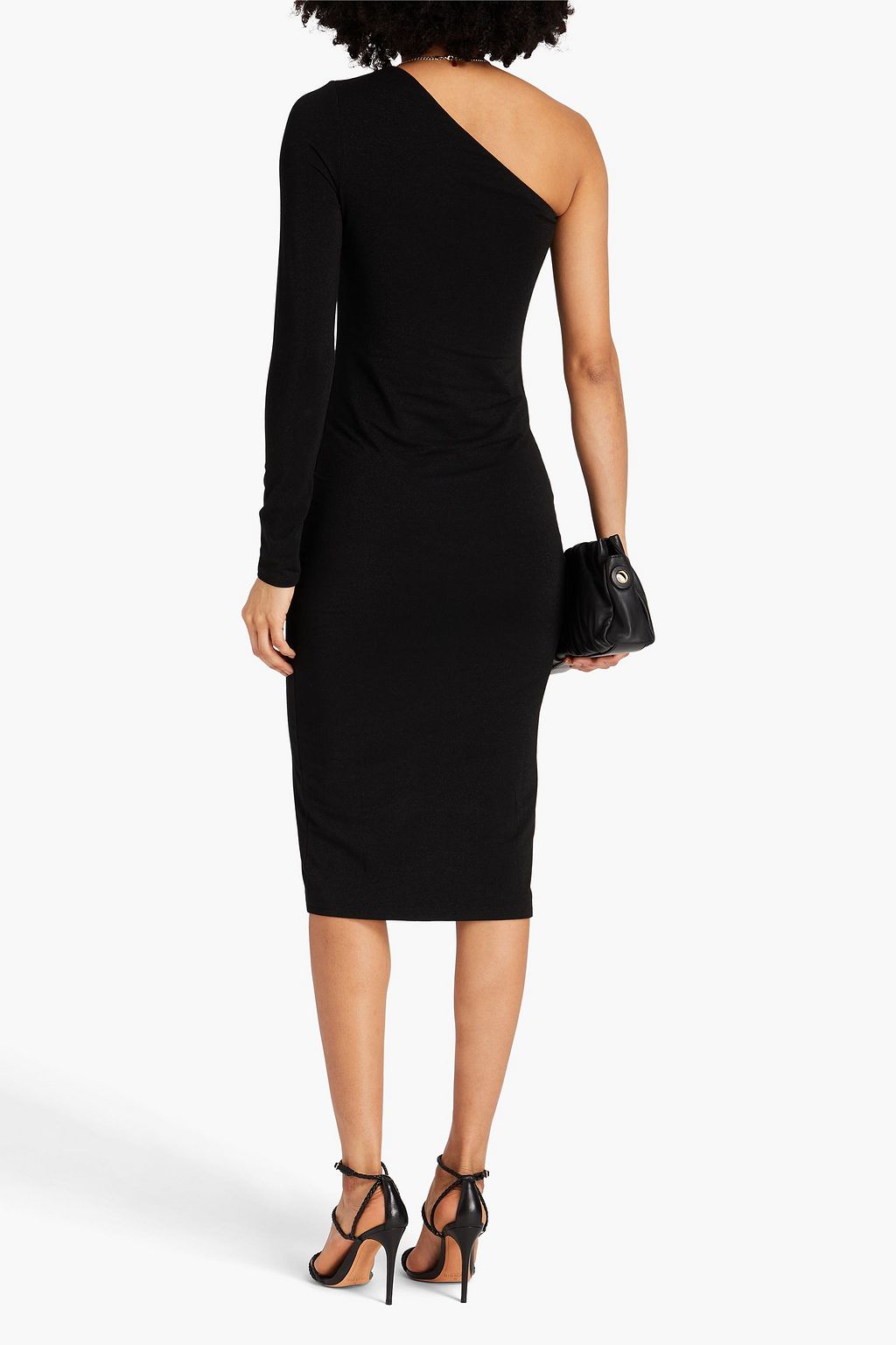 ENZA COSTA Midikleid aus Metallic-Jersey mit asymmetrischer Schulterpartie