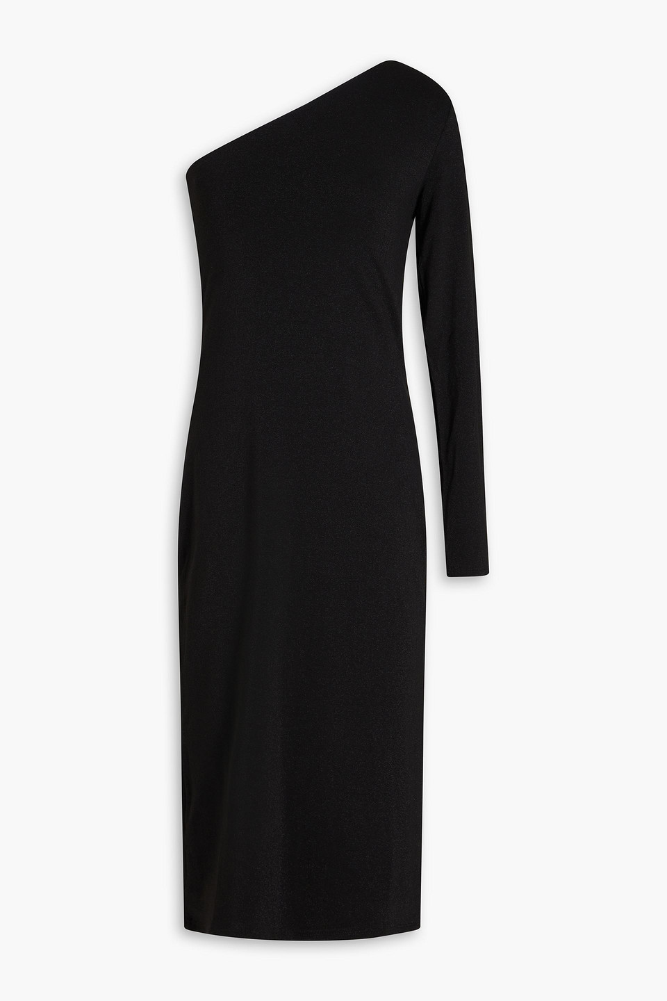 Enza Costa One-sleeve Metallic Jersey Midi Dress In Black