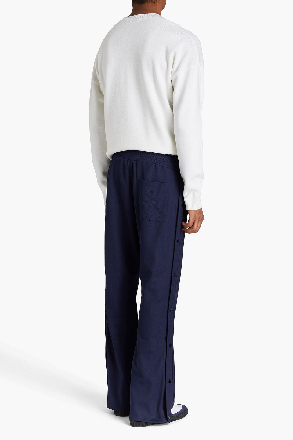 Jw Anderson Snap-detailed Jersey Track Pants In Navy