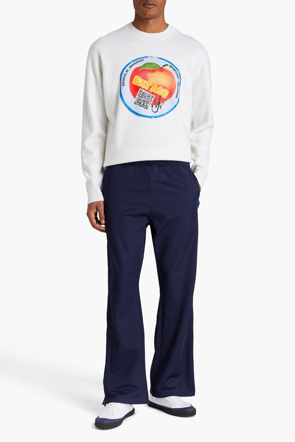 Jw Anderson Snap-detailed Jersey Track Pants In Navy