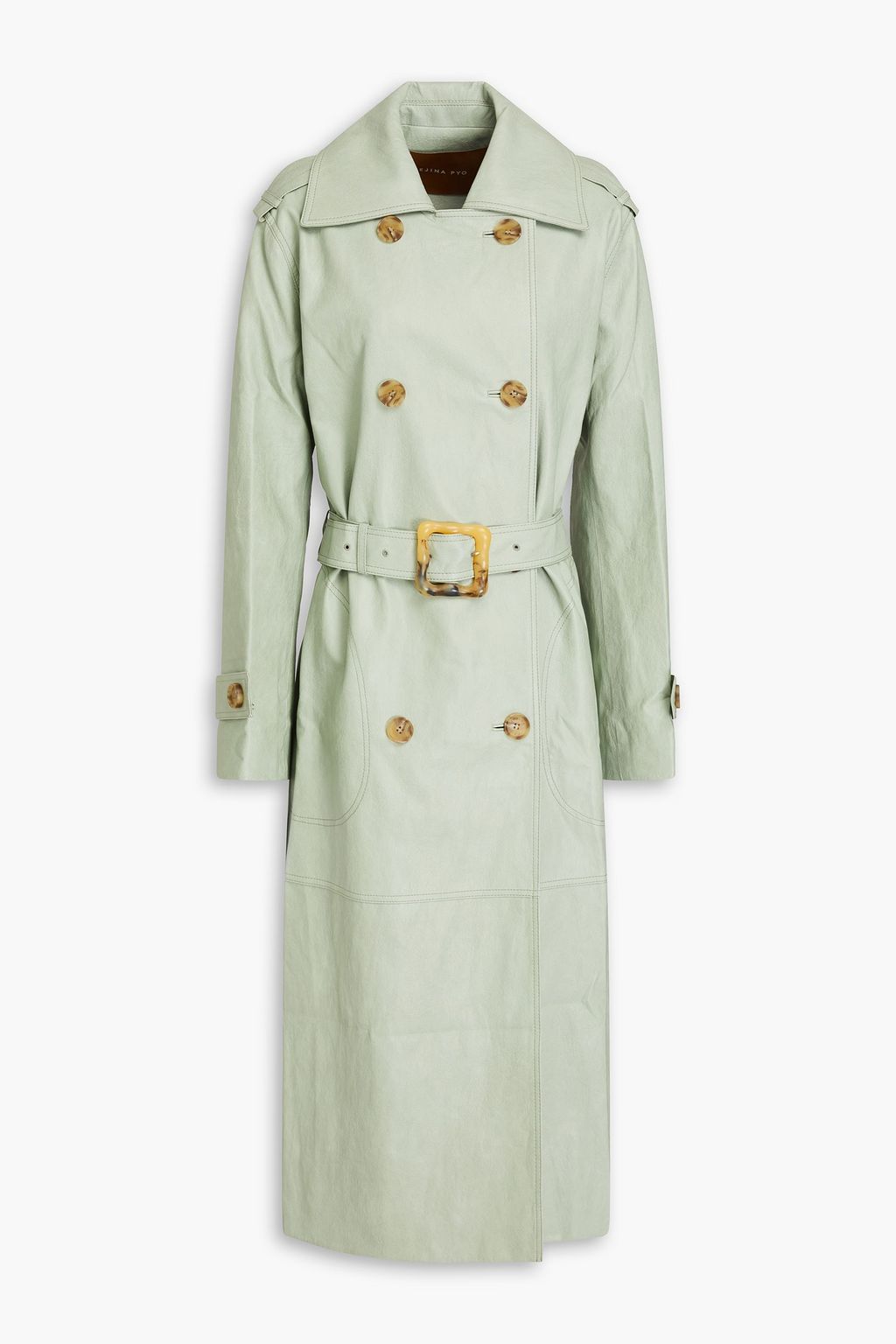 REJINA PYO Double breasted belted faux leather trench coat THE OUTNET