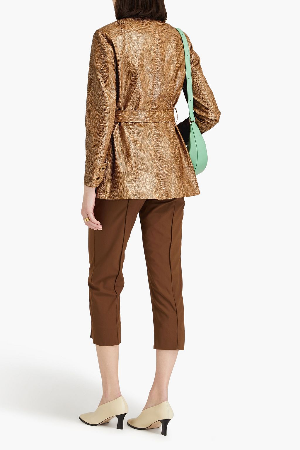 REJINA PYO フェイクスネーク風レザー ジャケット ベルト付き