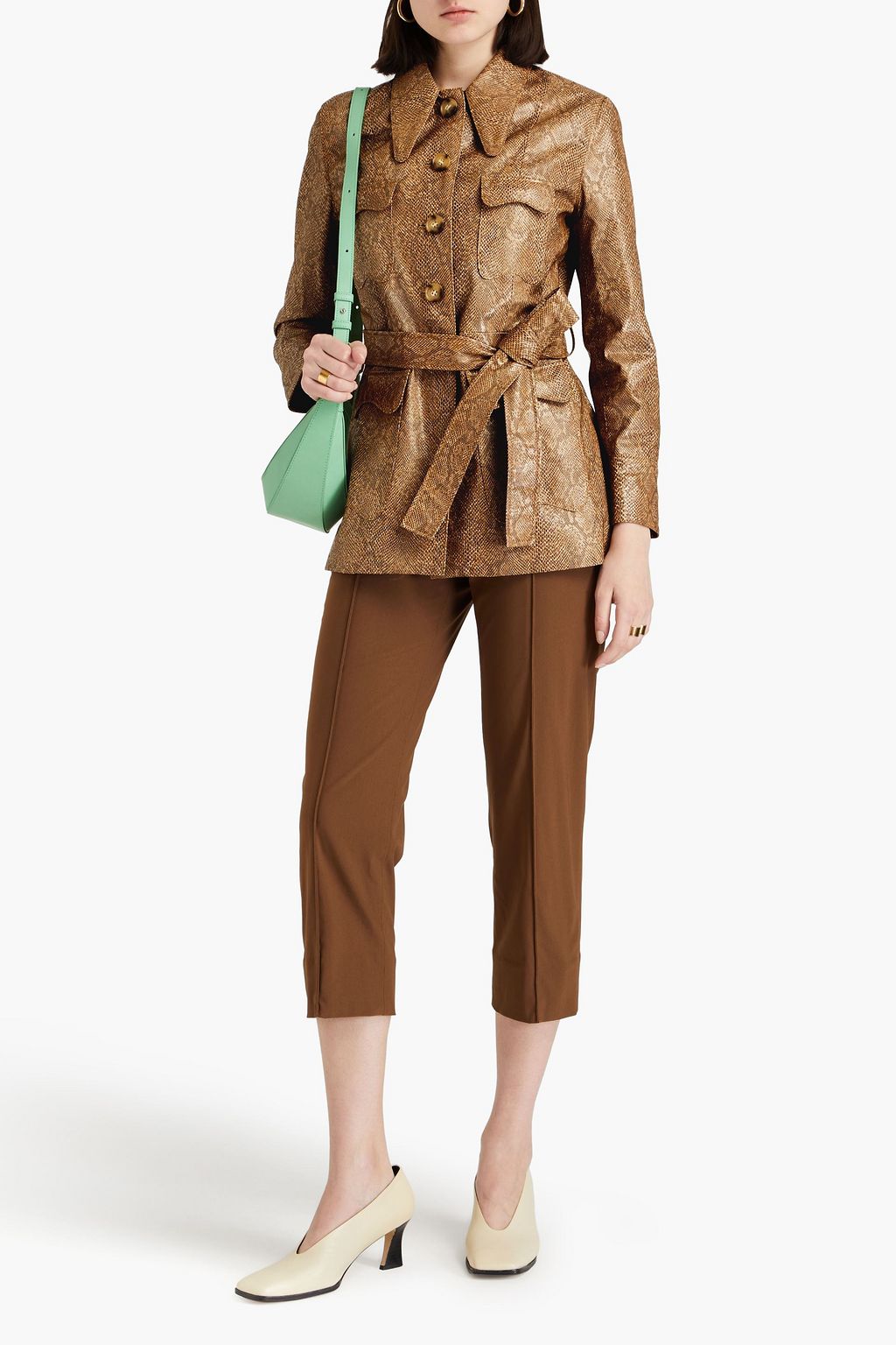 REJINA PYO フェイクスネーク風レザー ジャケット ベルト付き