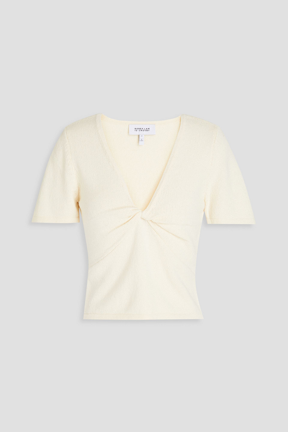 Shop Derek Lam 10 Crosby Leanna Twist-front Cotton-blend Top In Ecru