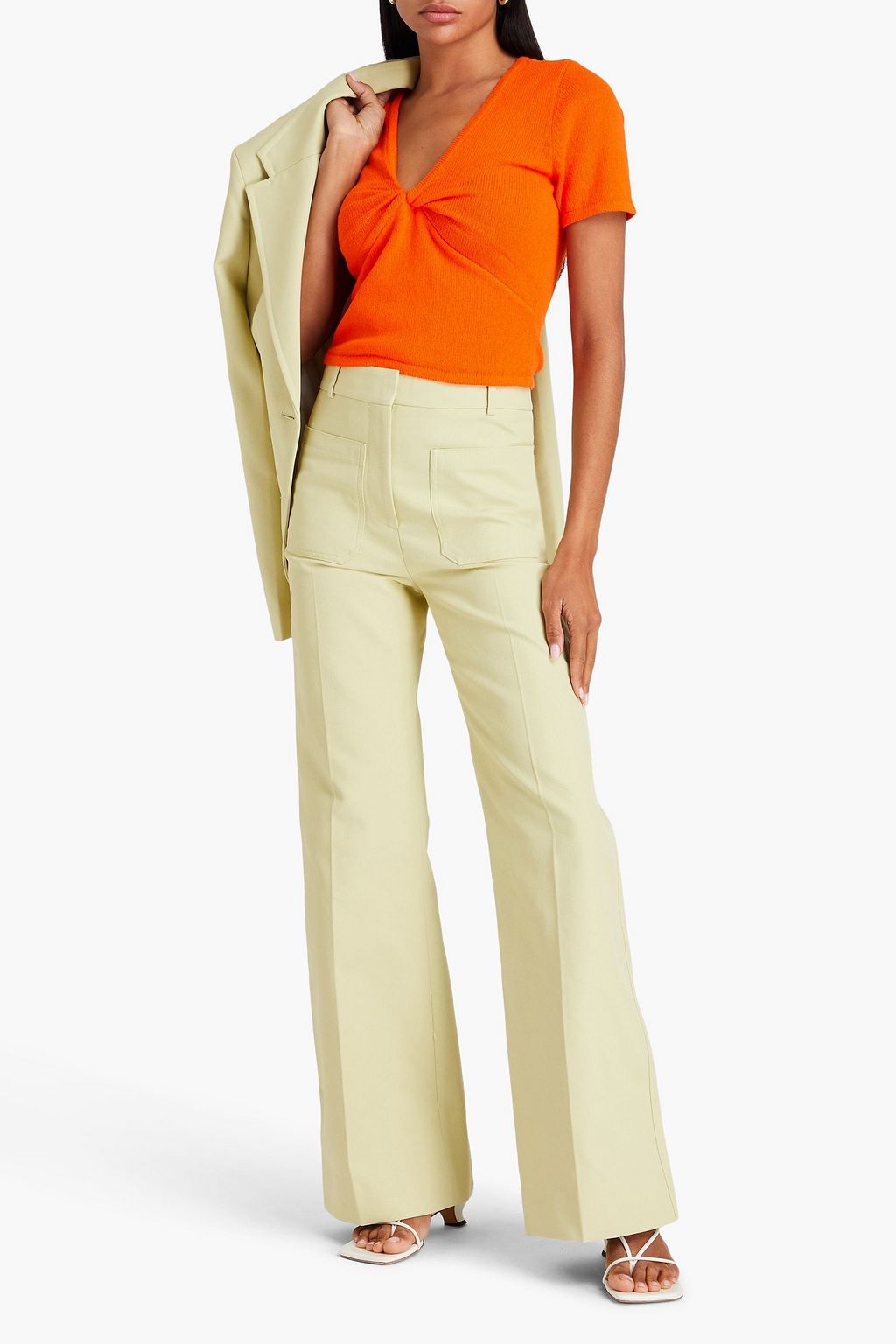 DEREK LAM 10 CROSBY Leanna twist-front cotton-blend top