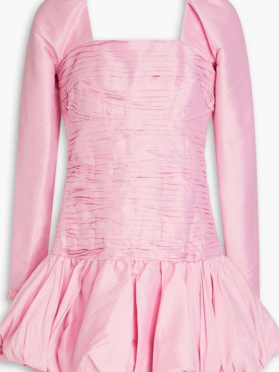 bijou ruffled pleated taffeta mini dress