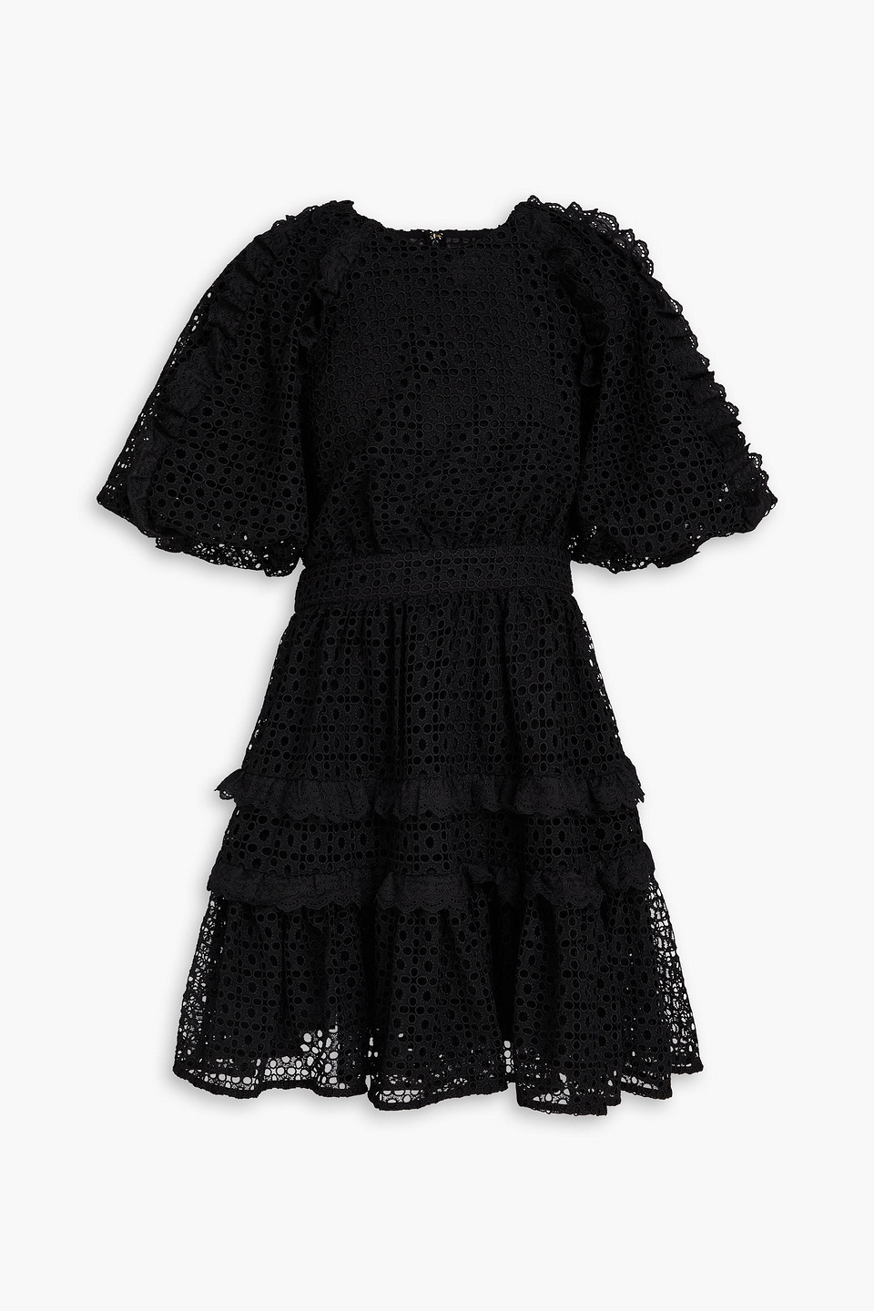 Aje Aveline Tiered Broderie Anglaise Mini Dress In Black