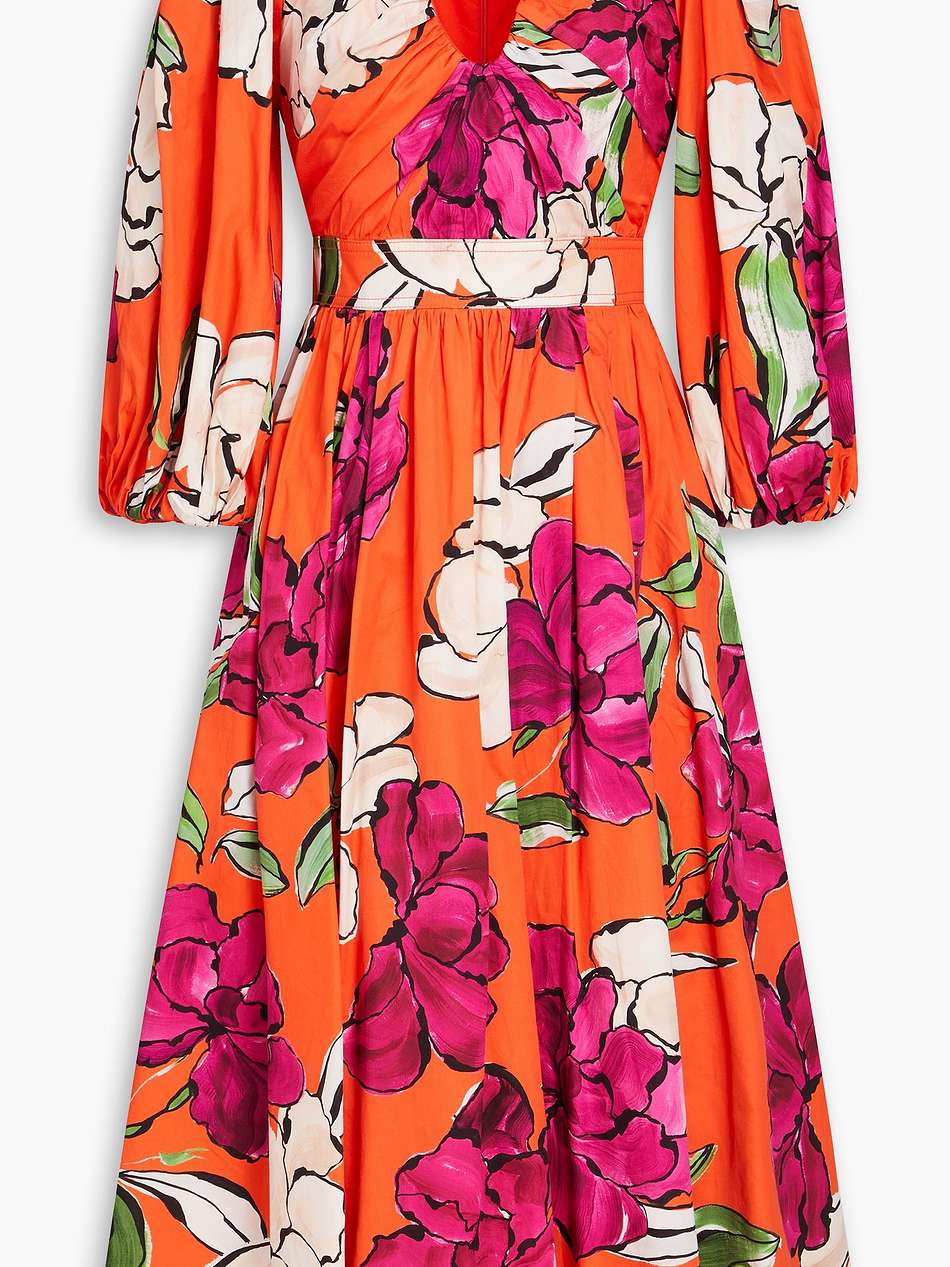 marlene floral-print cotton-poplin midi dress
