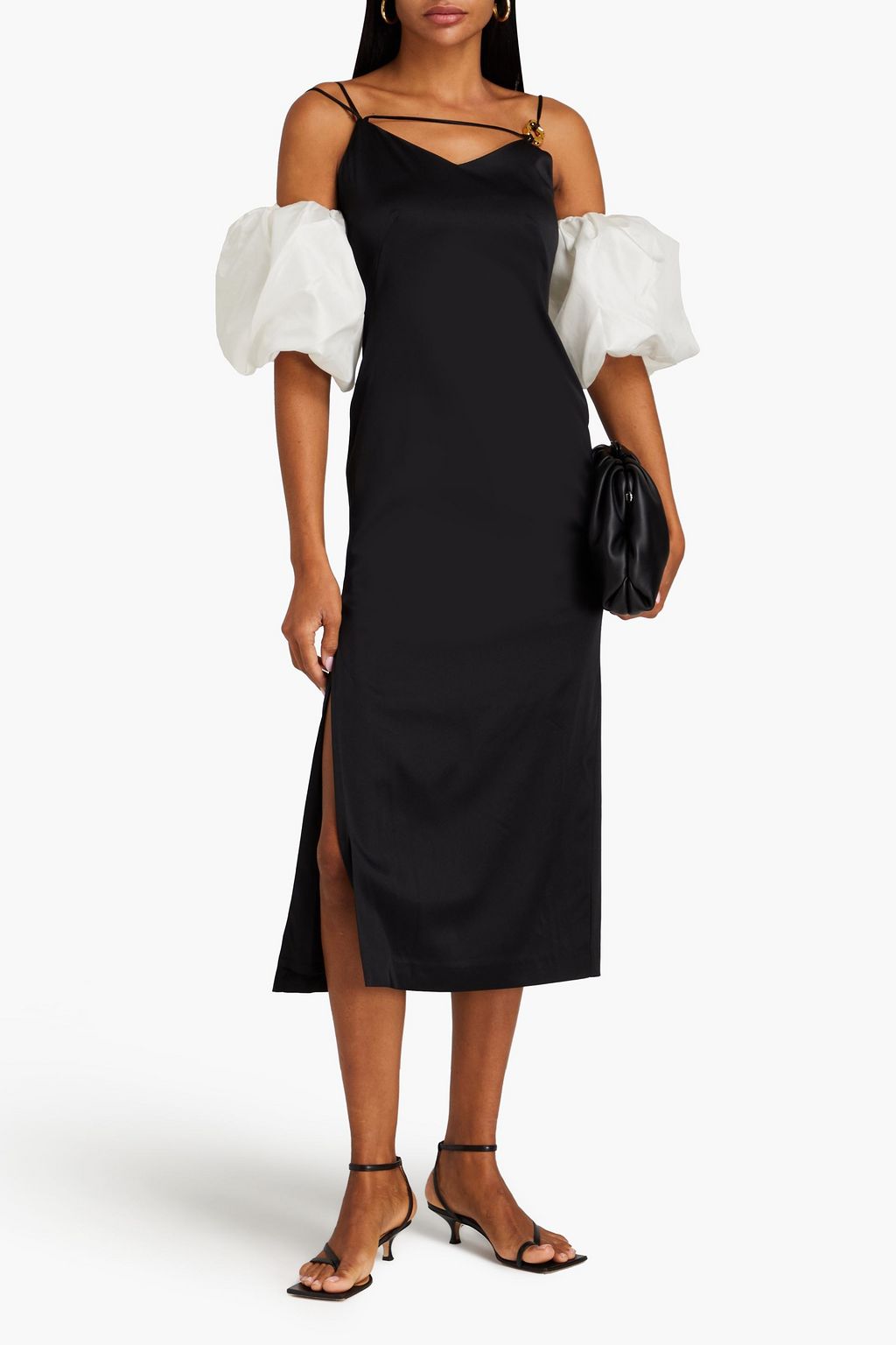 REJINA PYO Stevie stretch-silk satin embellished midi dress