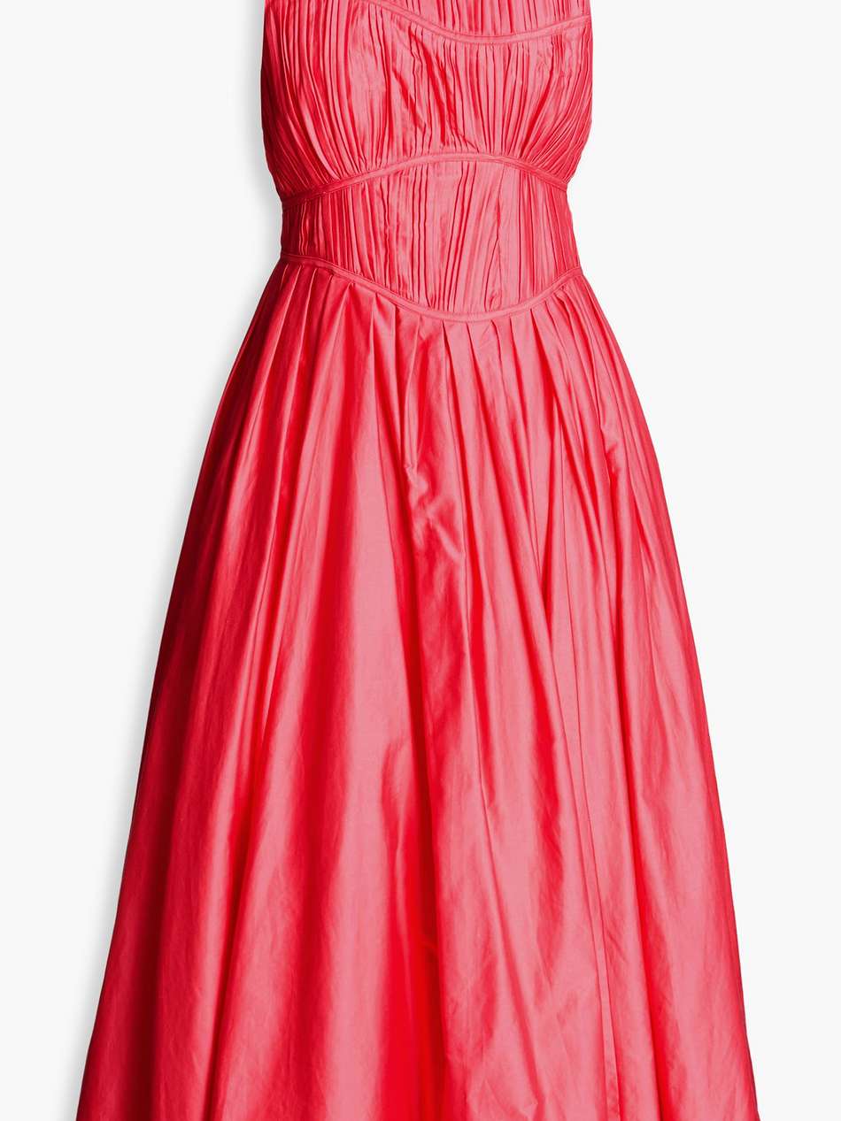 nya pleated cotton-taffeta midi dress