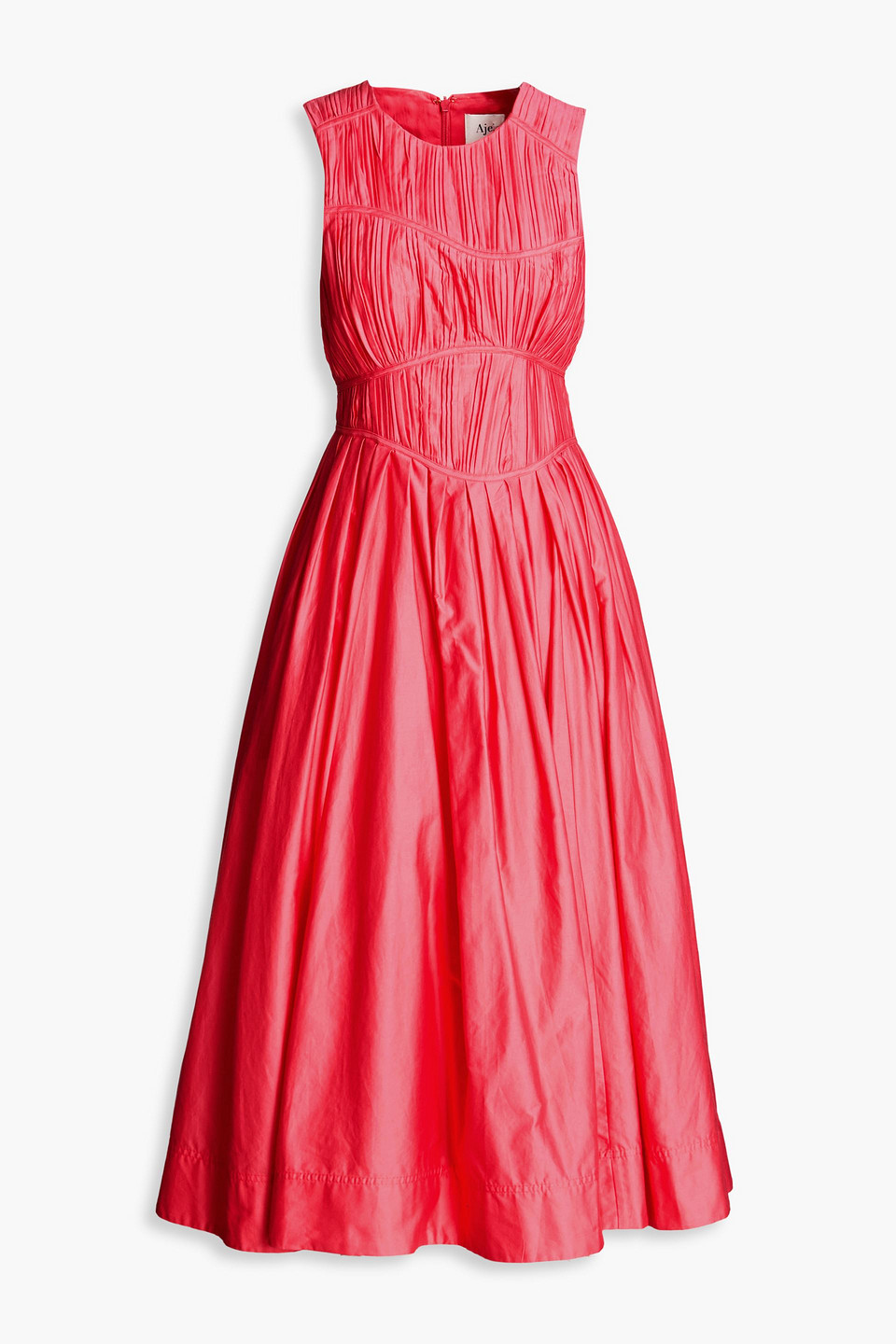 Aje Nya Pleated Cotton-taffeta Midi Dress In Bubblegum