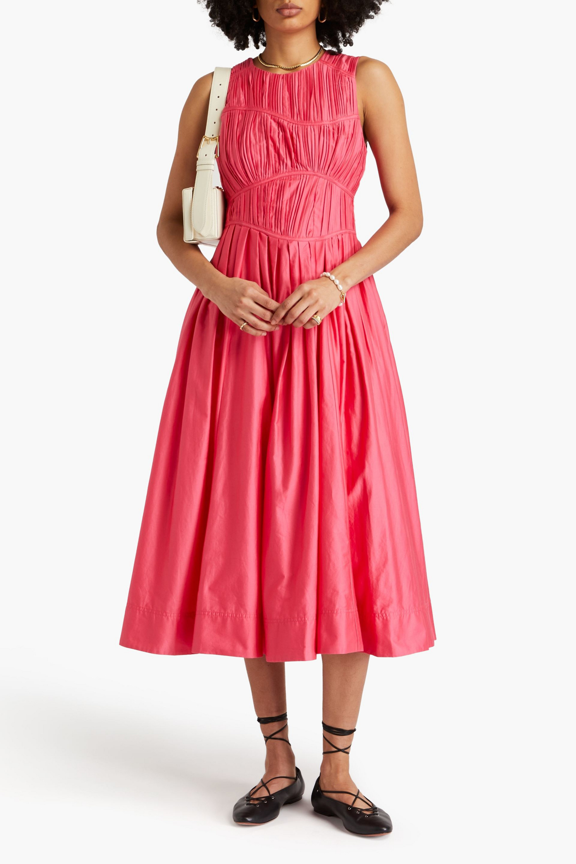 Aje Nya pleated cotton-taffeta midi dress