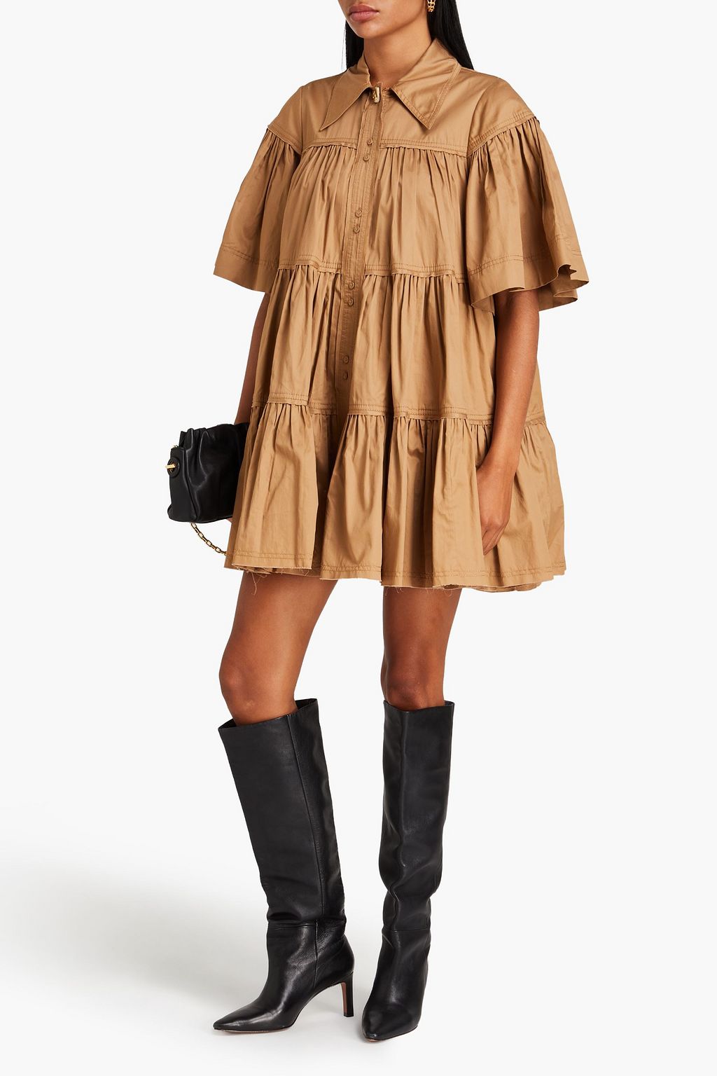 AJE. Lana tiered cotton-poplin mini dress