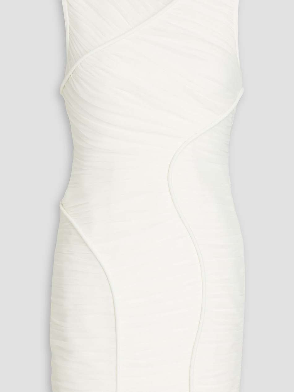 ruched mesh mini dress