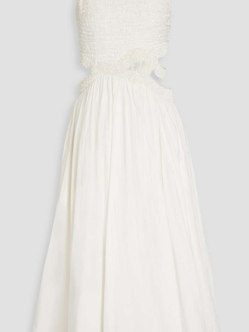new catara embellished cotton-poplin midi dress